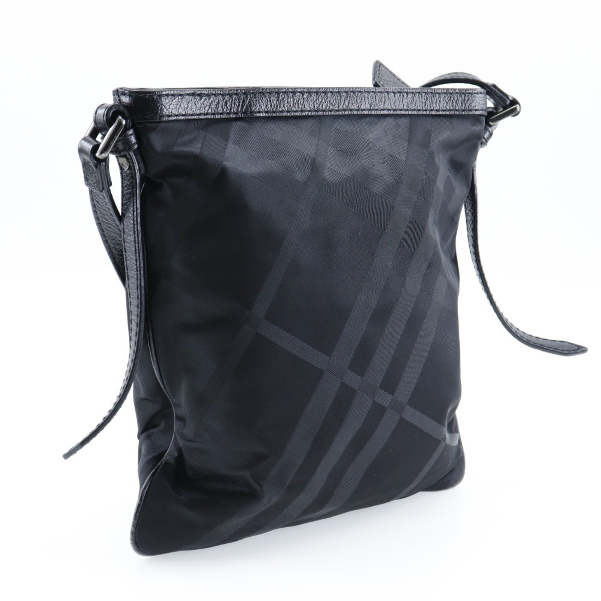 Burberry BURBERRY Shoulder Bag Nova Check Nylon Canvas Made in China Black Crossbody A5 Zipper Unisex