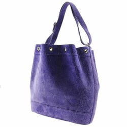 HERMES Market GM Shoulder Bag Suede Made in France 1982 Purple 〇L Crossbody Drawstring Women's