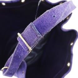HERMES Market GM Shoulder Bag Suede Made in France 1982 Purple 〇L Crossbody Drawstring Women's