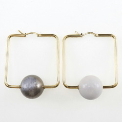 Celine CELINE square hoop earrings gold plated x fake pearl made in Italy ladies