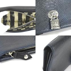 Vivienne Westwood Clutch Bag Organizer Embossed Leather Navy Unisex