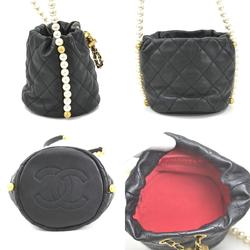 CHANEL Crossbody Shoulder Bag Coco Mark Leather/Metal Black/Off-White/Gold Women's