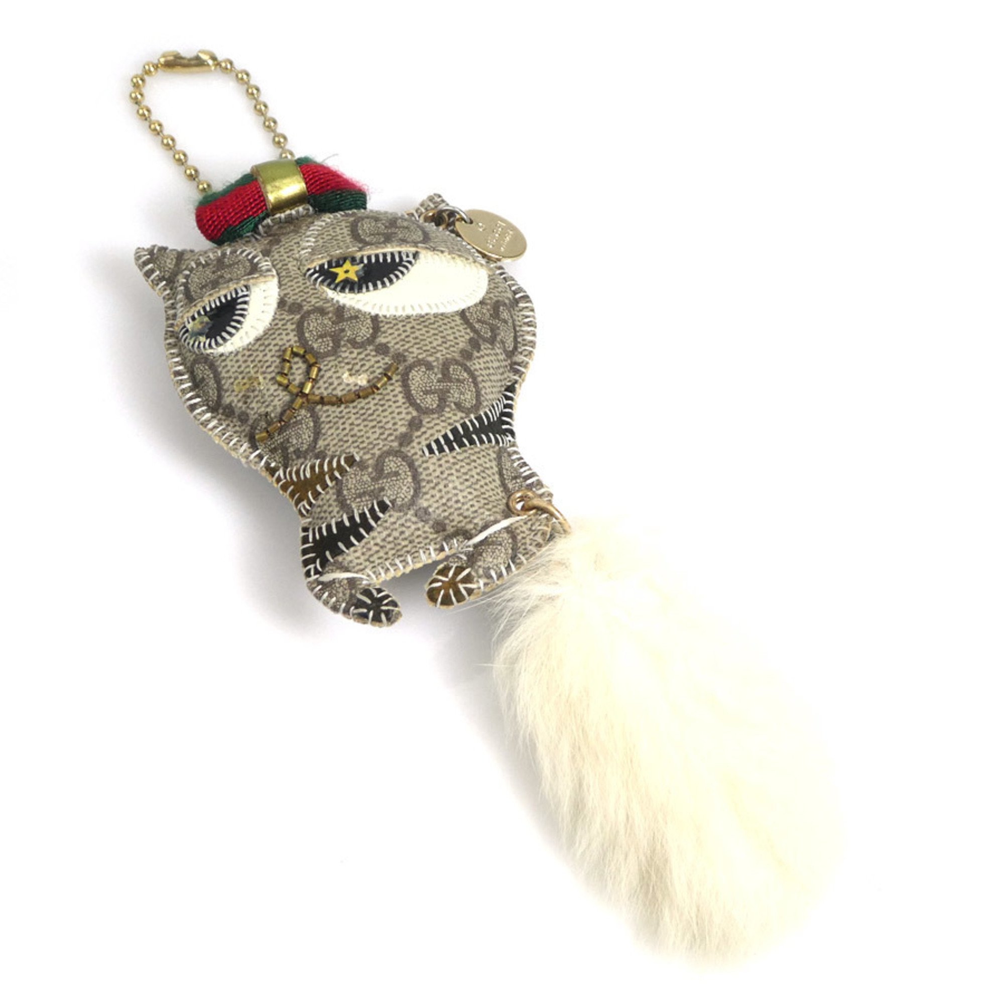 GUCCI Charm PVC/Fur Beige/Off White Unisex