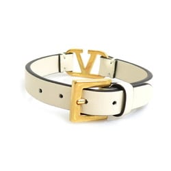 Valentino Garavani Bracelet Leather/Metal White Beige/Gold Women's