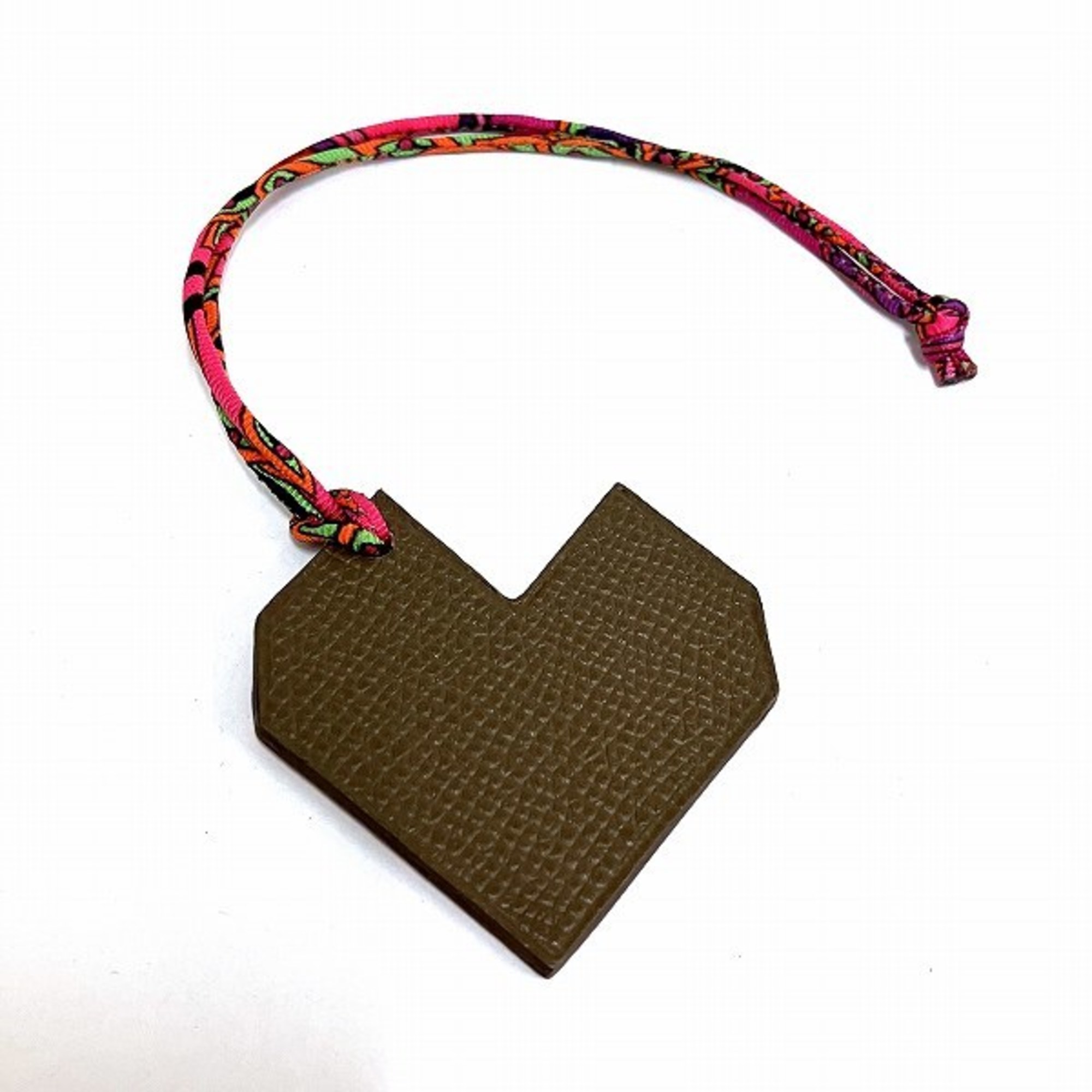 Hermes Petit Ash Heart Leather Reversible Brand Accessories Charm Ladies
