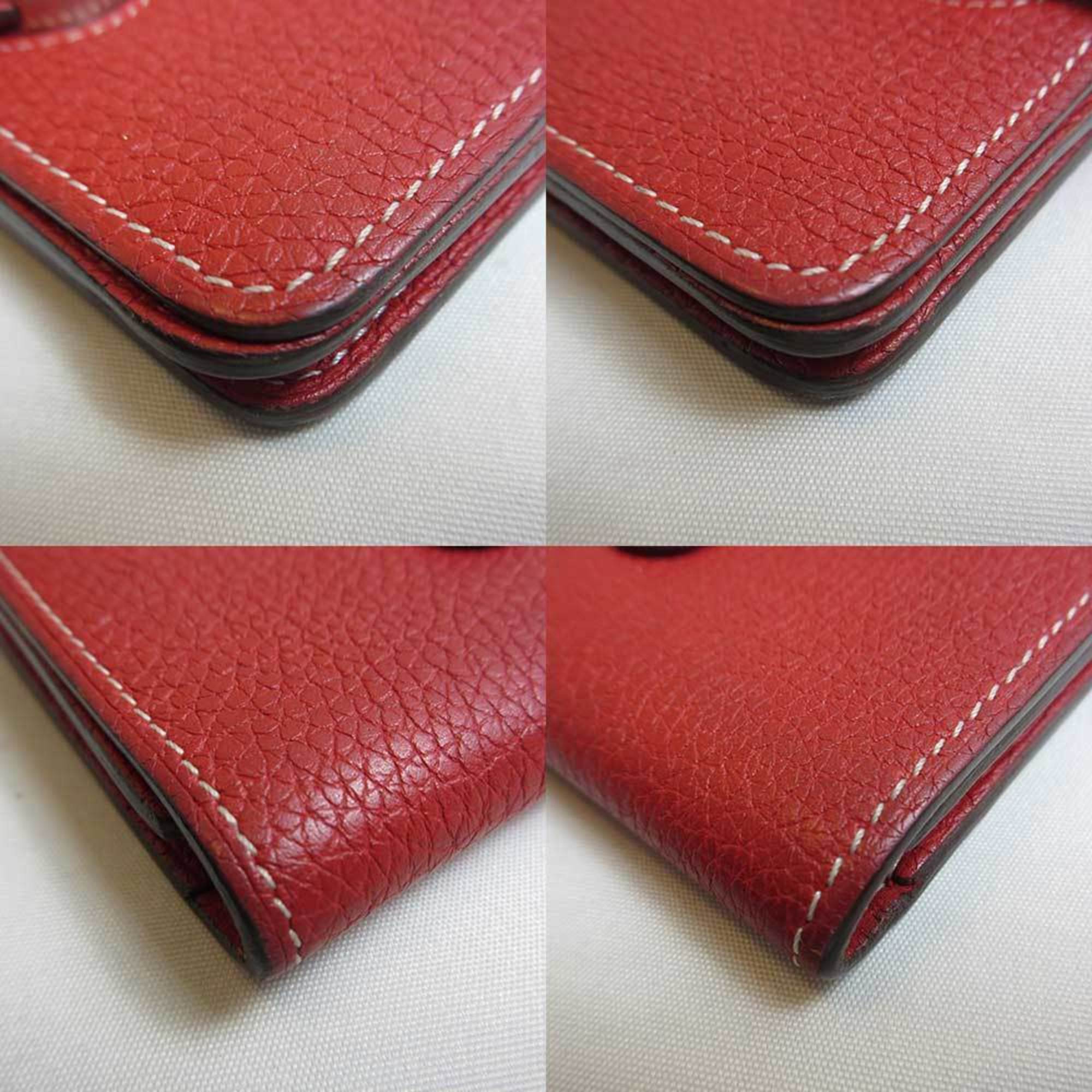 Hermes Accessories Dogon Card Case Business Red HERMES