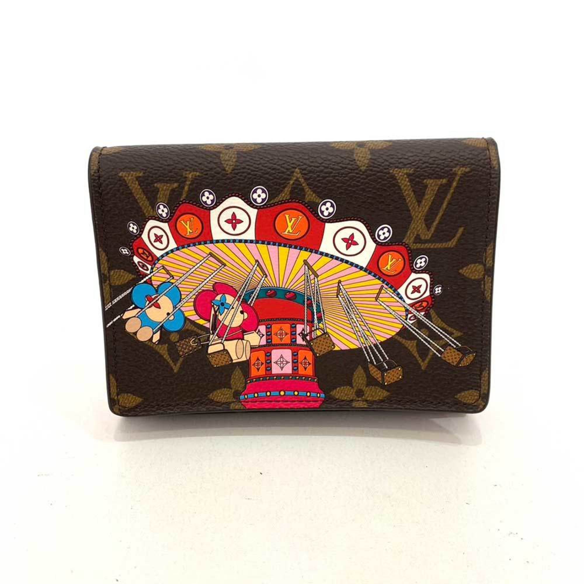 Louis Vuitton Wallet Portefeuille Victorine Vivienne Rotating Trapeze Multicolor Brown Rose Ballerine Trifold Folding Ladies Monogram M69754 LOUISVUITTON