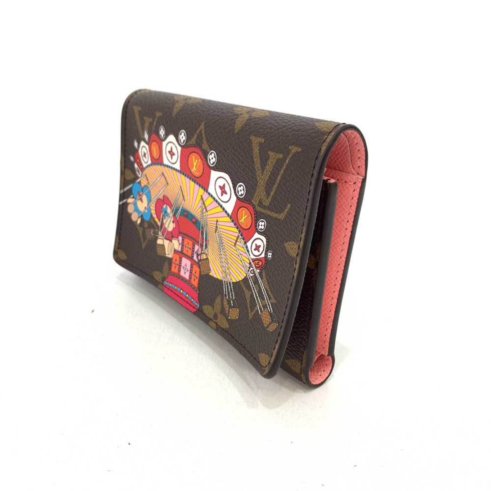 Louis Vuitton Wallet Portefeuille Victorine Vivienne Rotating Trapeze Multicolor Brown Rose Ballerine Trifold Folding Ladies Monogram M69754 LOUISVUITTON