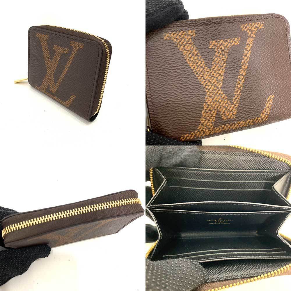 Louis Vuitton Wallet Zippy Coin Purse Case Brown Round Full Zip