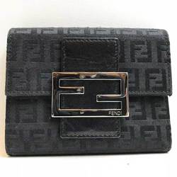 Fendi Zucca Trifold Wallet Canvas Leather Black 8M0023 FENDI