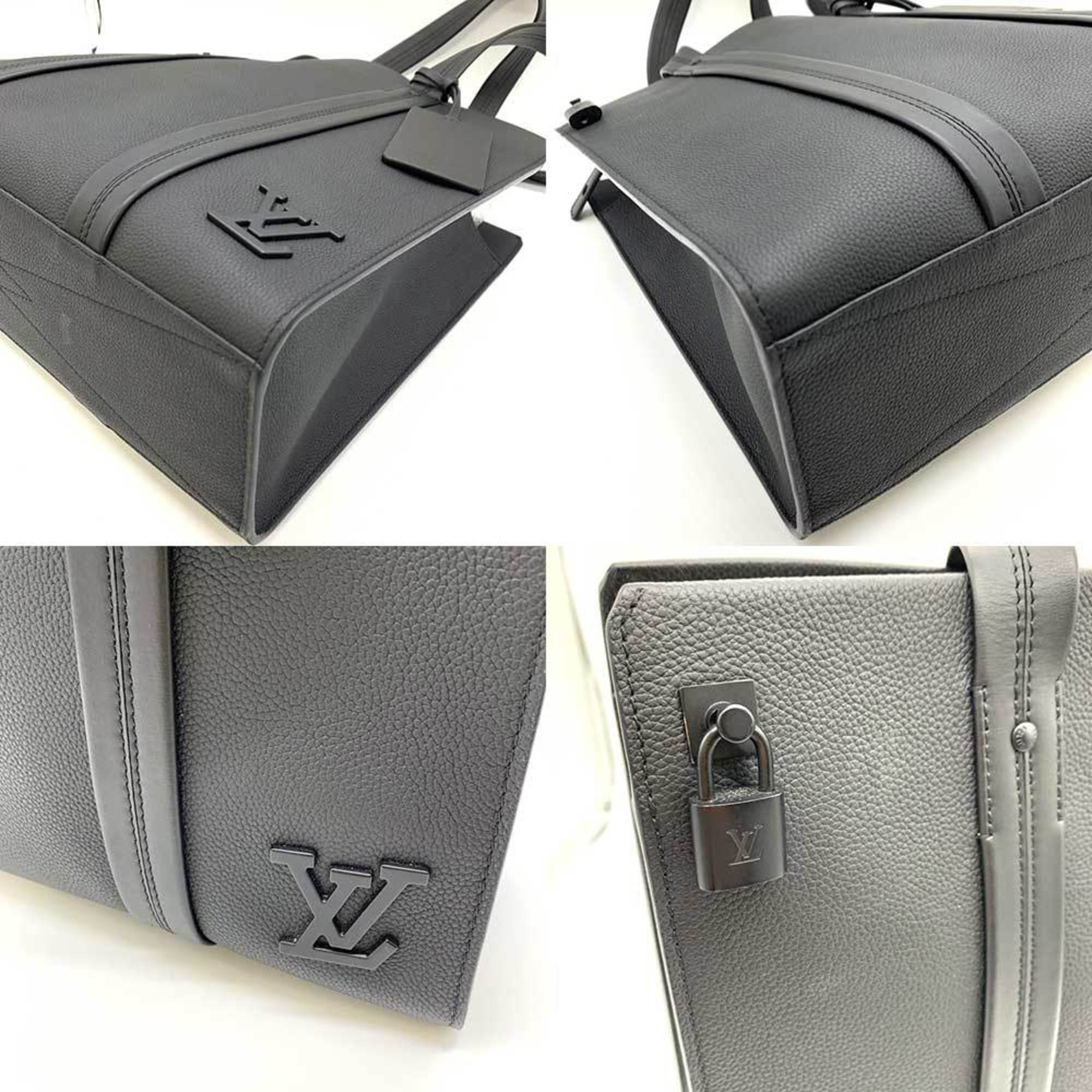 Louis Vuitton Bag LV Aerogram Takeoff Tote Noir Black Square Men's Grain Calf Leather M57308 LOUISVUITTON