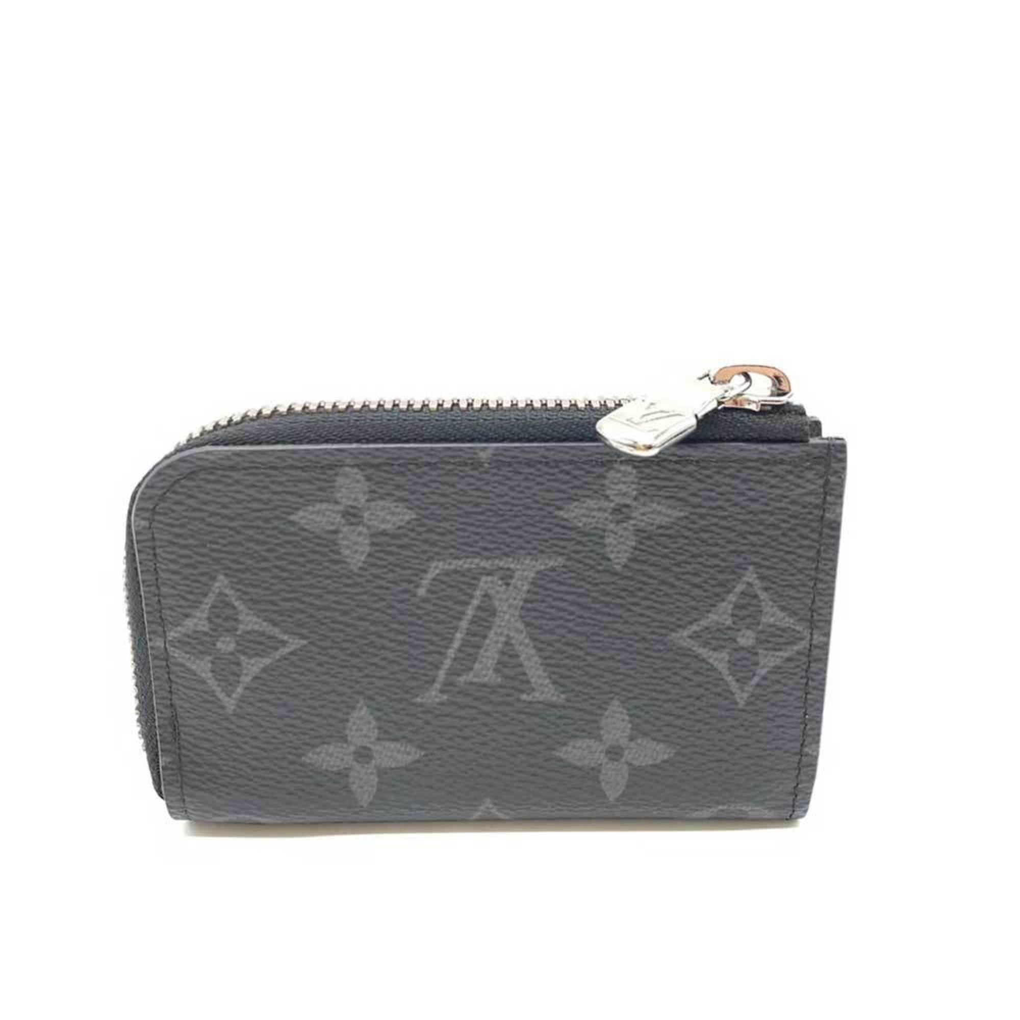 Louis Vuitton Wallet Porte Monédeur Black x Gray Coin Case Purse L-shaped Men's Monogram Eclipse PVC Leather M63536 LOUISVUITTON