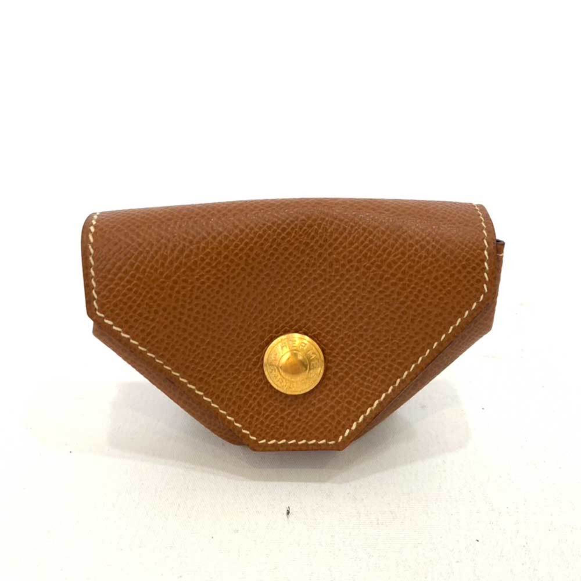 Hermes Wallet Levain Quatre Brown Coin Case Purse Diamond Shape Ladies Vaux Epson HERMES