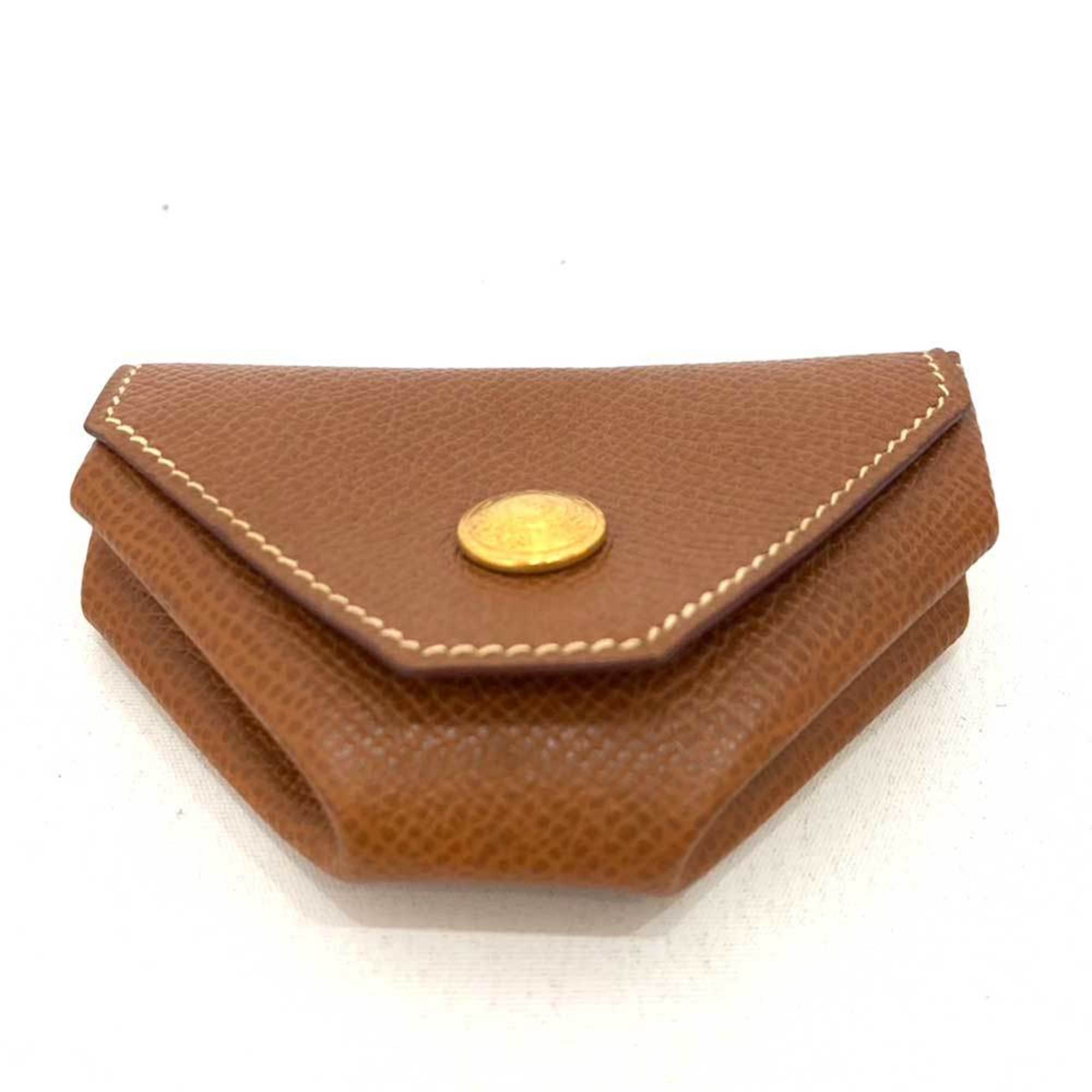 Hermes Wallet Levain Quatre Brown Coin Case Purse Diamond Shape Ladies Vaux Epson HERMES