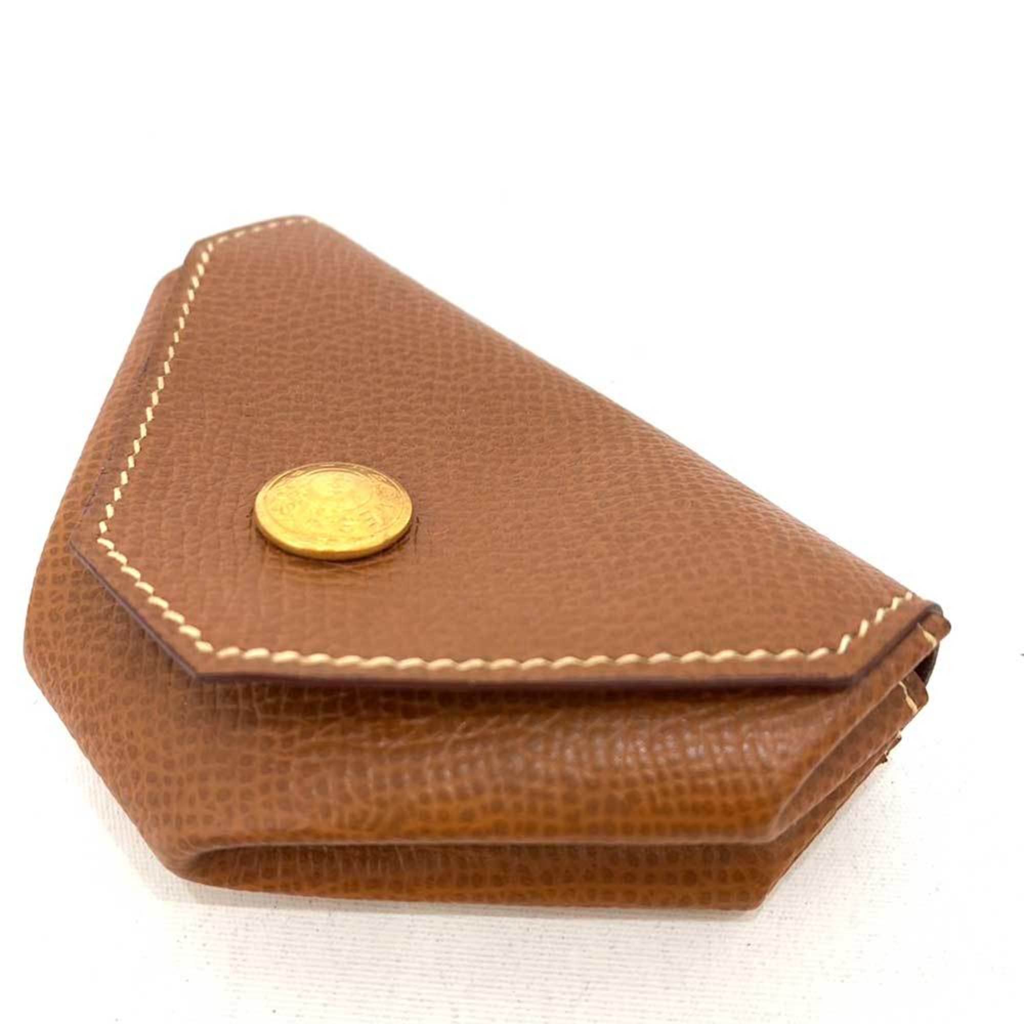 Hermes Wallet Levain Quatre Brown Coin Case Purse Diamond Shape Ladies Vaux Epson HERMES