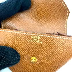 Hermes Wallet Levain Quatre Brown Coin Case Purse Diamond Shape Ladies Vaux Epson HERMES