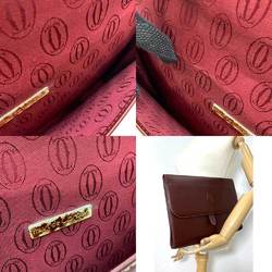 Cartier Bag Must Line Second Bordeaux Red Brown Clutch Ladies Men's Leather