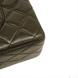 Auth Chanel Matelasse W Flap W Chain Women's Leather Shoulder Bag Black