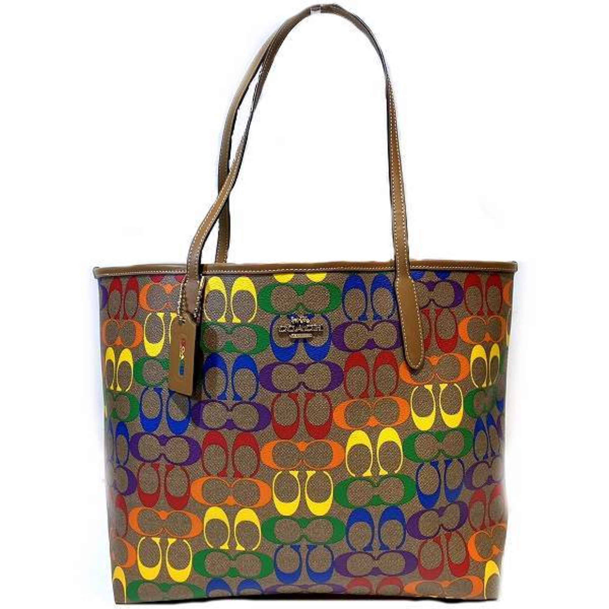 coach gallery tote in rainbow signature canvas