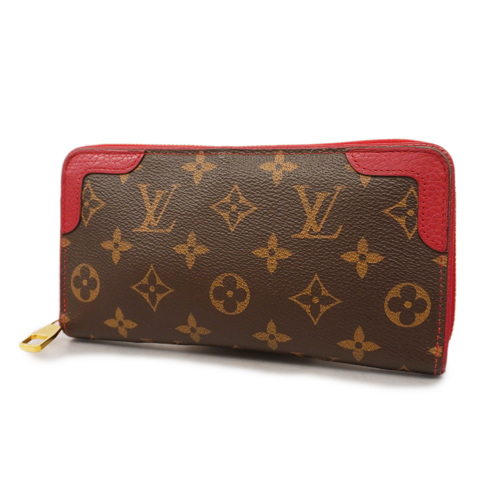 Louis Vuitton Monogram Retiro Zippy Wallet with Cerise Red - A