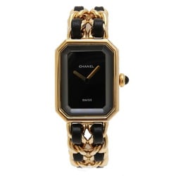 CHANEL Premiere S size GP leather ladies watch gold H0001