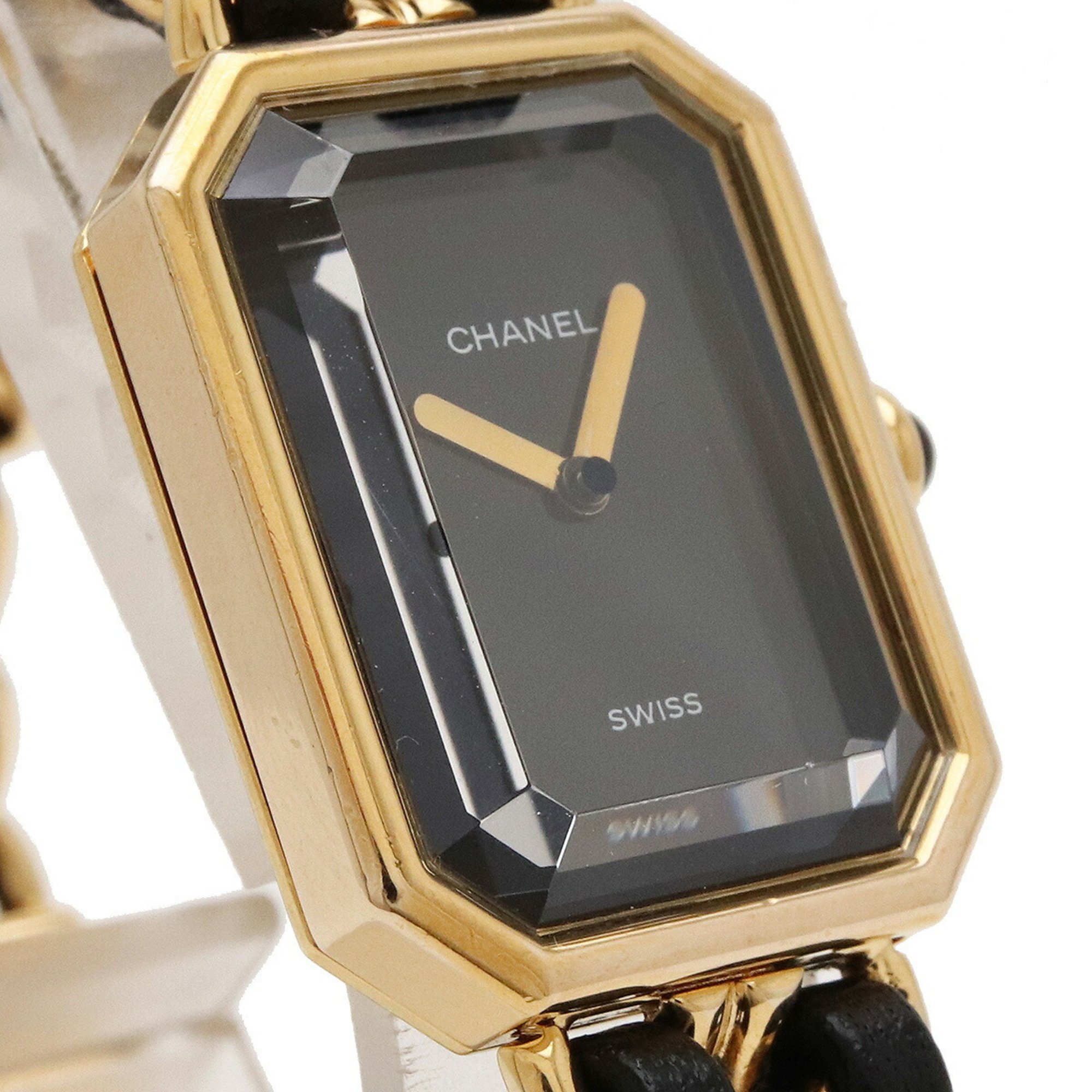 CHANEL Premiere S size GP leather ladies watch gold H0001