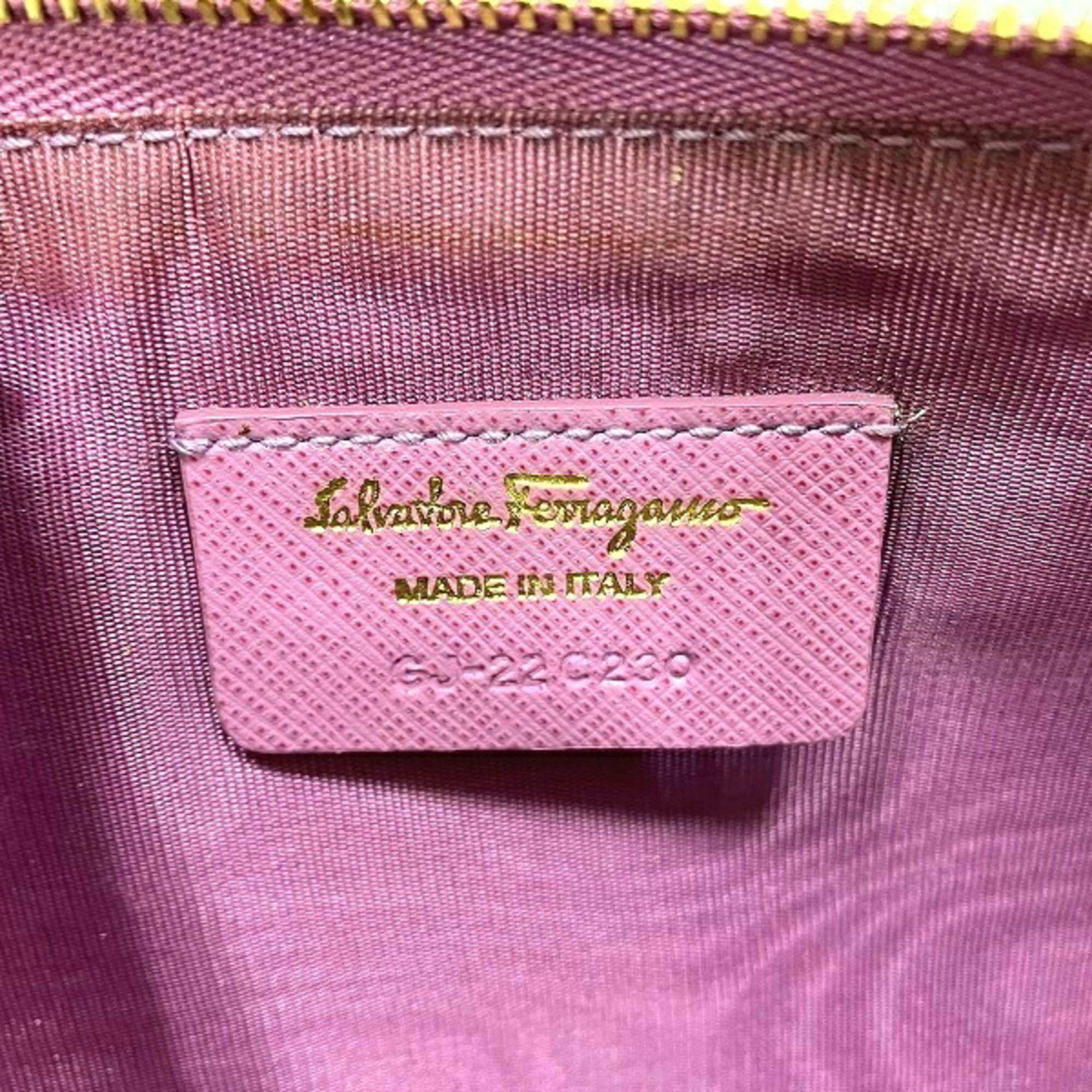 Salvatore Ferragamo Ferragamo Gancini 22C230 Rose Pink Bag Second Clutch Ladies