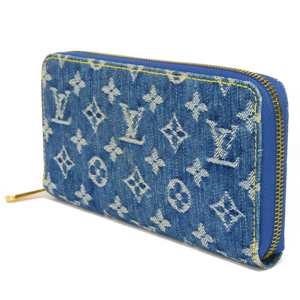 LOUIS VUITTON Long Wallet Zippy Indigo LV Logo Flower Old Model Round  Zipper Monogram Denim M95341 Men's Women's | eLADY Globazone