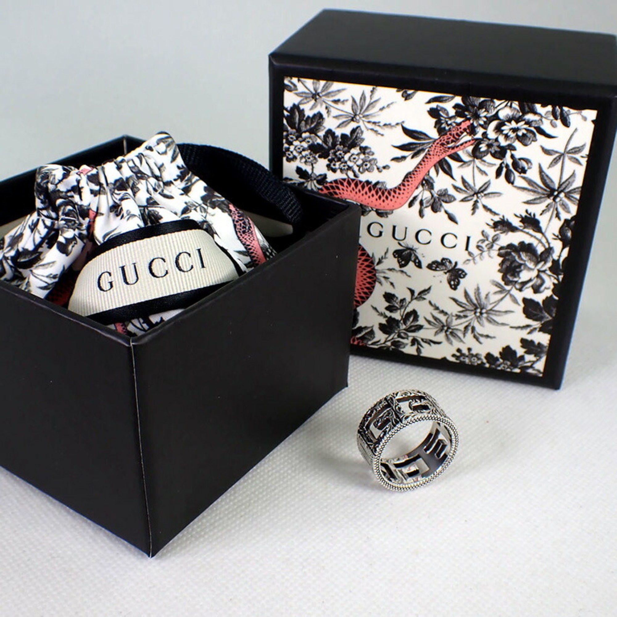GUCCI Gucci 925 Arabesque Square G Wide Ring No. 16