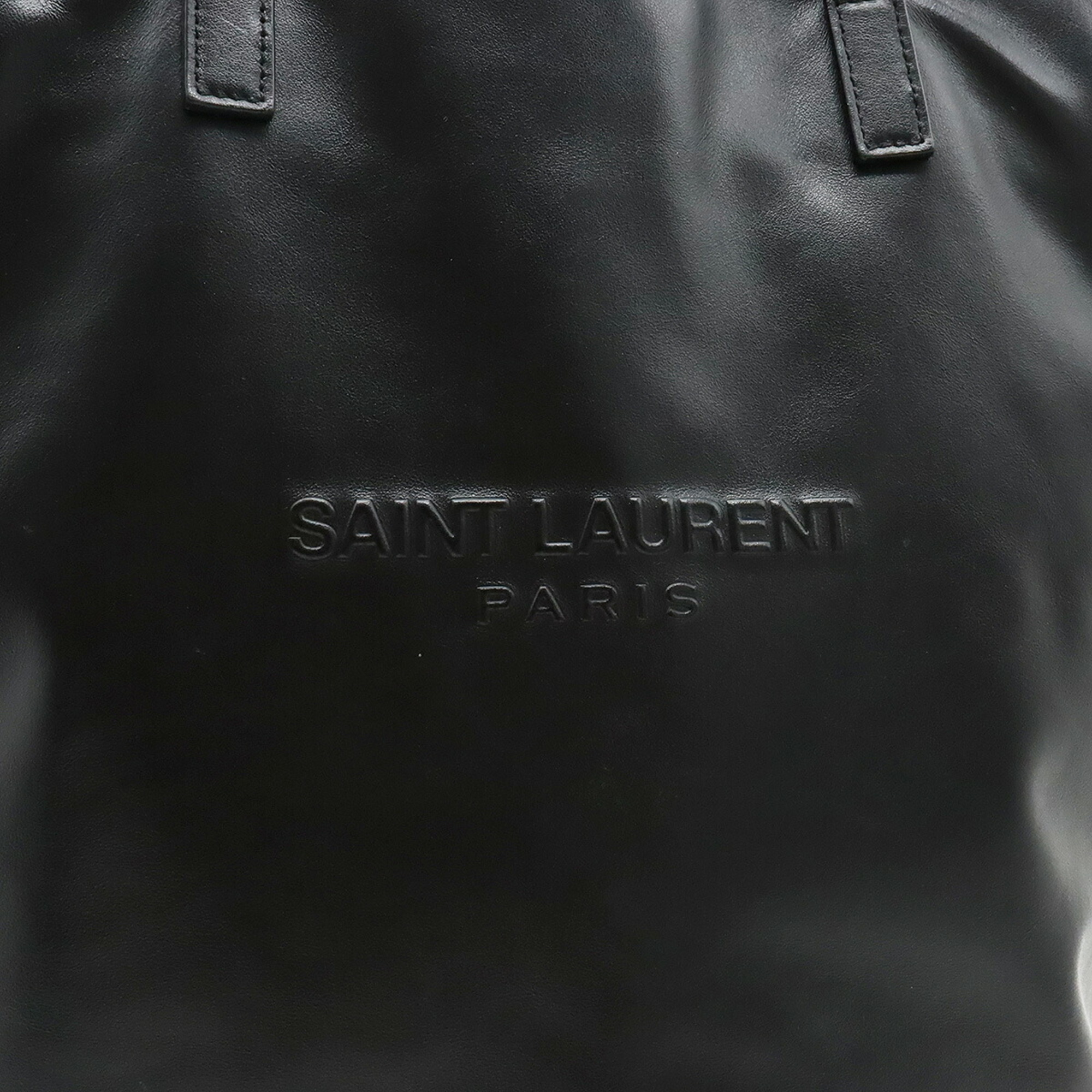 Yves Saint Laurent SAINT LAURENT PARIS Saint Laurent Paris YSL Yves Teddy Tote Bag Leather Black Inner bag missing 572673