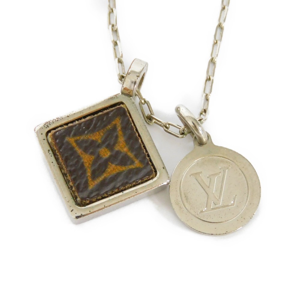 LOUIS VUITTON Necklace Monogram Square LV Signature Flower Medallion Pendant  Logo Maron M00041 Men's Women's Accessories Jewelry