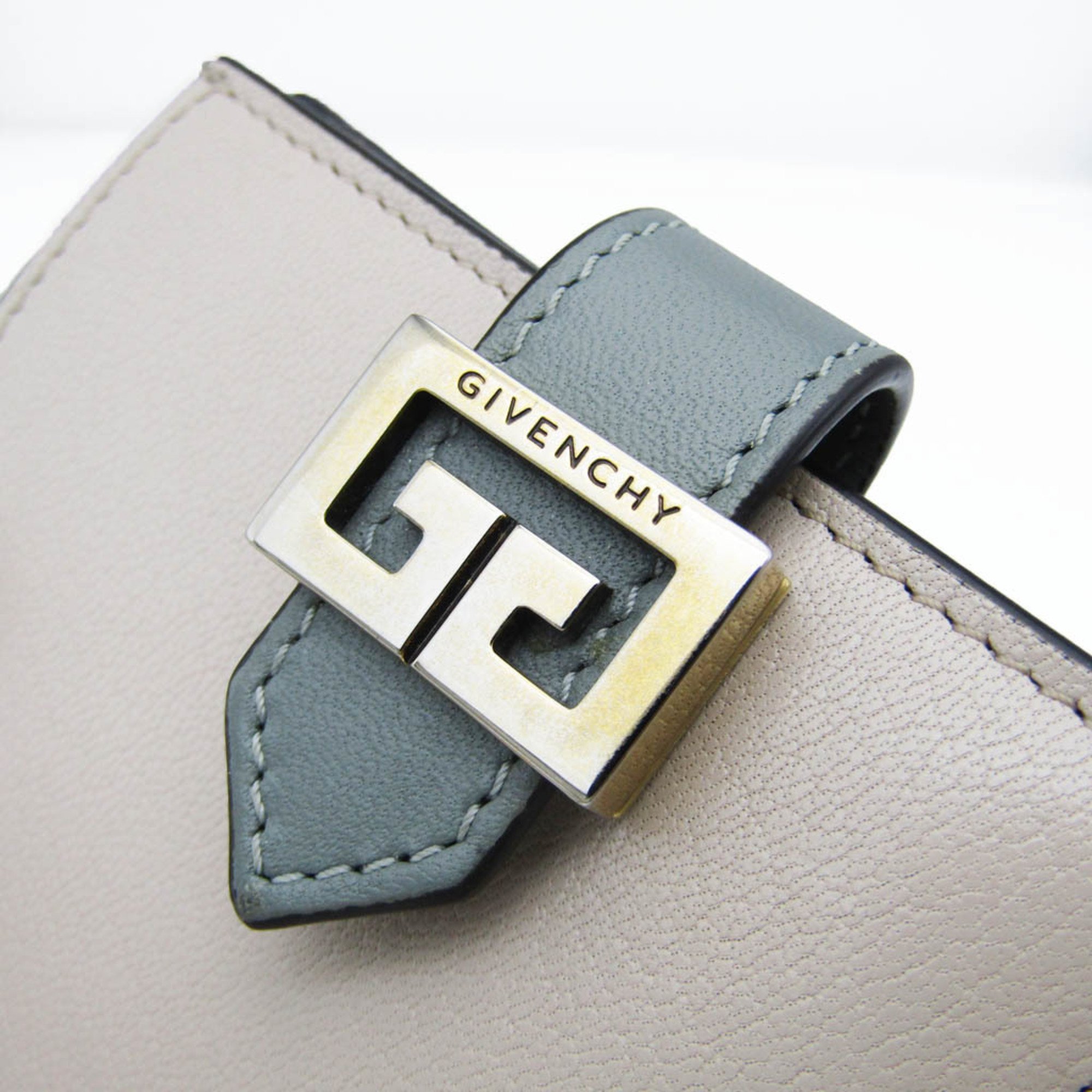 Givenchy Two Tone BB60EAB056 Women's Leather Wallet (bi-fold) Gray Beige,Light Green