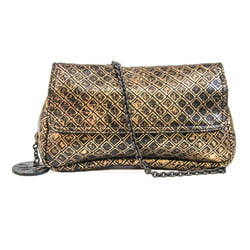 Bottega Veneta Intrecciomirage Butterfly Charm Women's Leather Shoulder Bag Black,Gold