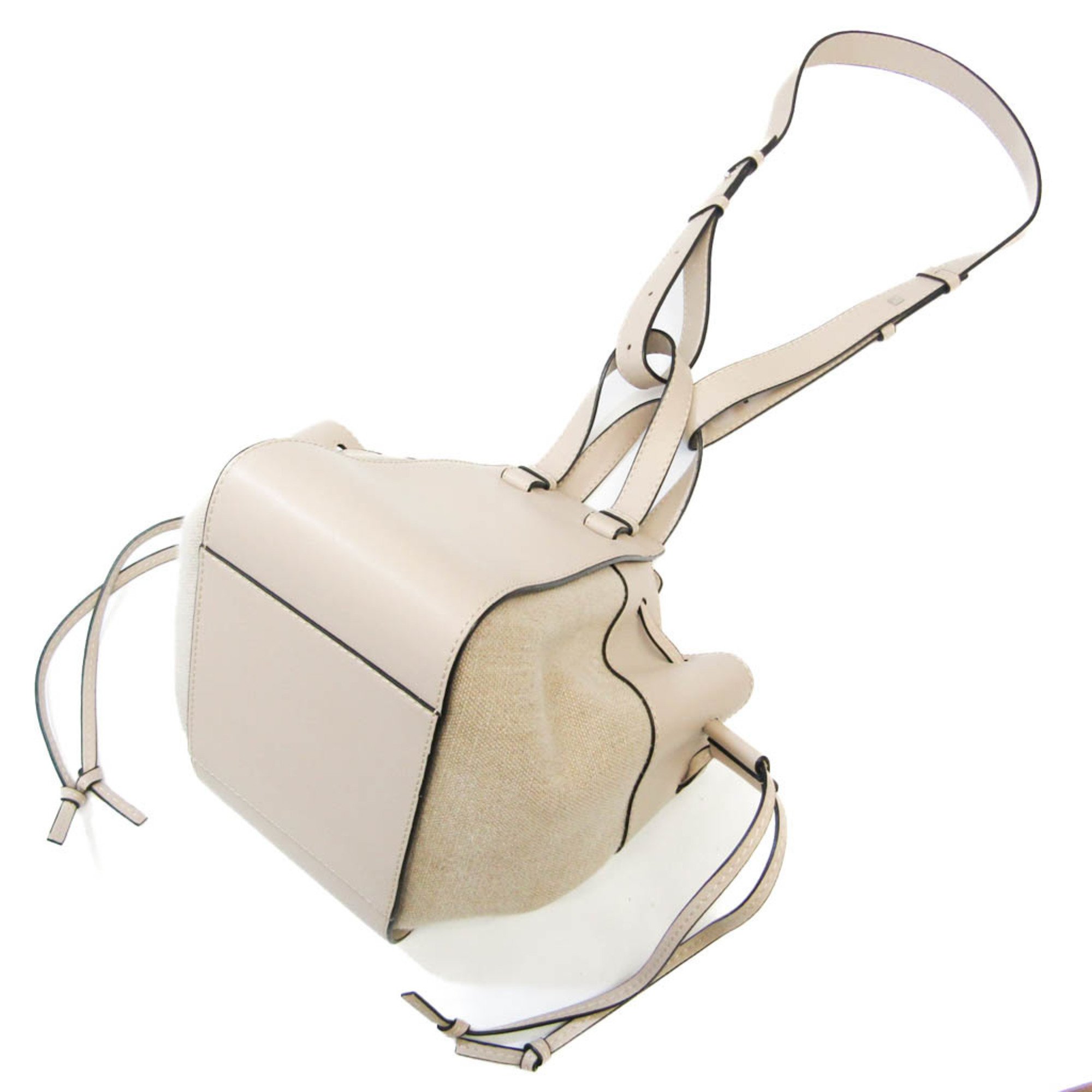 Loewe Hammock Drawstring Bag Small 314.39.Z95 Women's Leather,Linen Handbag,Shoulder Bag Gray Beige