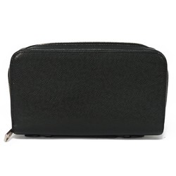 LOUIS VUITTON Long Wallet Zippy XL LV Logo Black Handle Round Zipper Clutch Bag Travel Case Taiga M44275 Men's Billfold