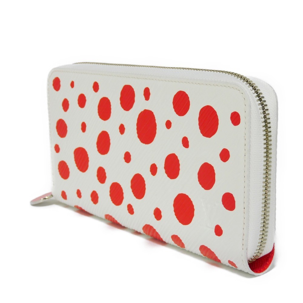 LOUIS VUITTON Long Wallet LV×YK Zippy Yayoi Kusama White Red Epi Infinity  Dot M81961 Men's Women's