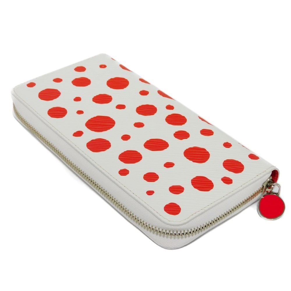 LOUIS VUITTON Long Wallet LV×YK Zippy Yayoi Kusama White Red Epi