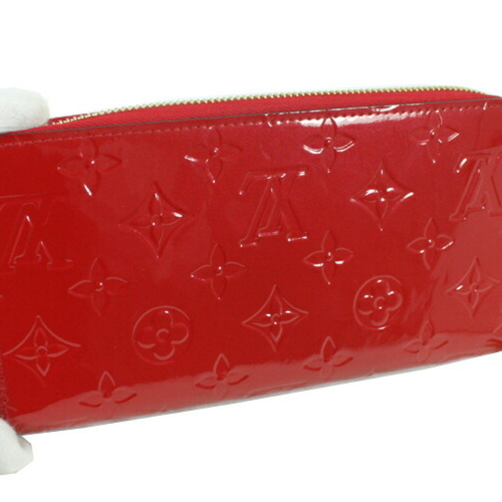 LOUIS VUITTON Wallet Round Zip Pomdamul M91981 Vernis Patent Leather Enamel  Red