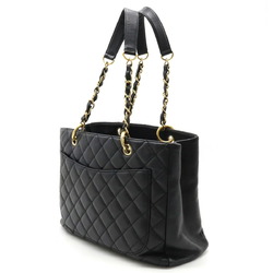 CHANEL Chanel Matelasse Coco Mark Chain Tote Bag Shoulder Caviar Skin Leather Black A50995