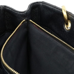 CHANEL Chanel Matelasse Coco Mark Chain Tote Bag Shoulder Caviar Skin Leather Black A50995