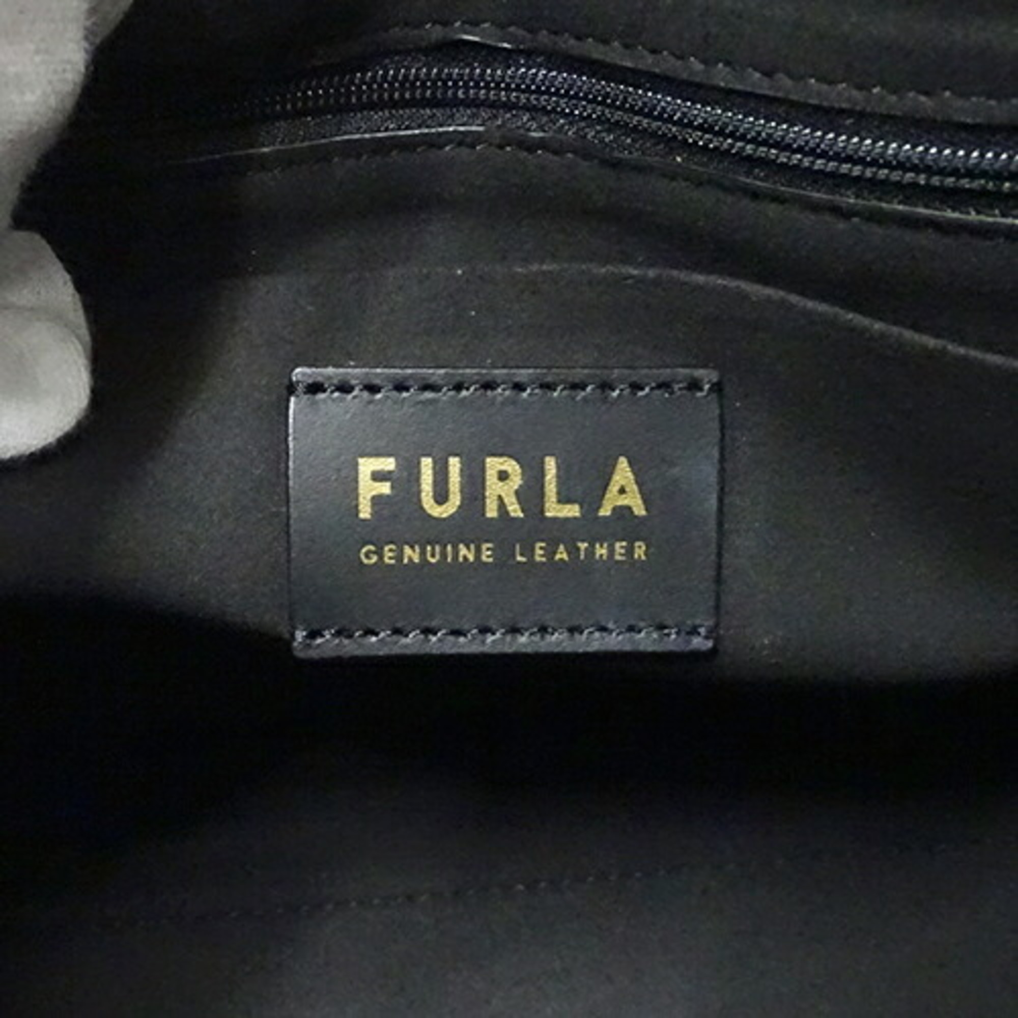 Furla Bag Women's Shoulder Tote Suede Leather Margherita M Beige Black Bicolor