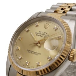 ROLEX Datejust 10P Diamond Date Champagne Dial SS/YG R Number Men's AT Automatic Watch 16233G