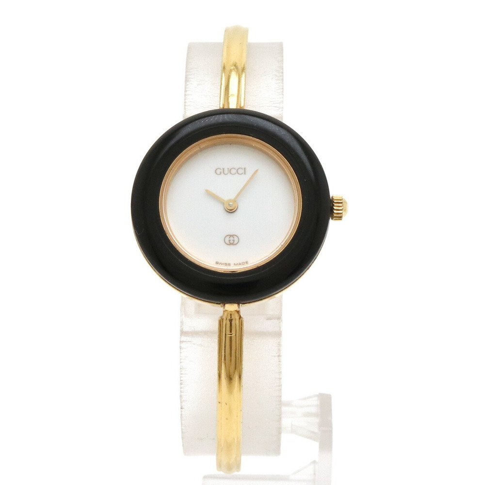 グッチChange Bezel White Dial GP Ladies Quartz Watch 1100-L-