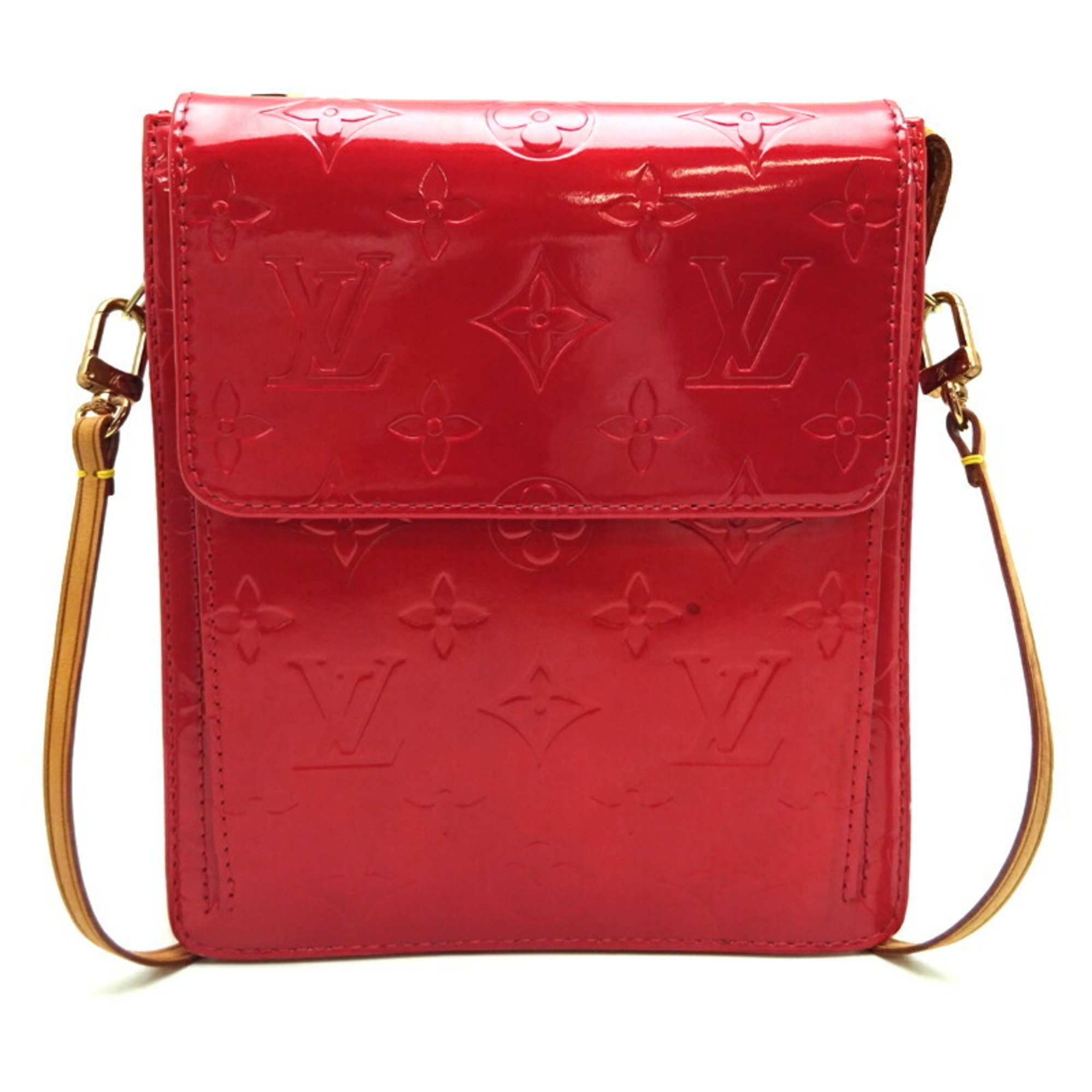 Louis Vuitton Mott *There is a crack on the strap Women's shoulder bag M91137() Vernis Rouge (Red)