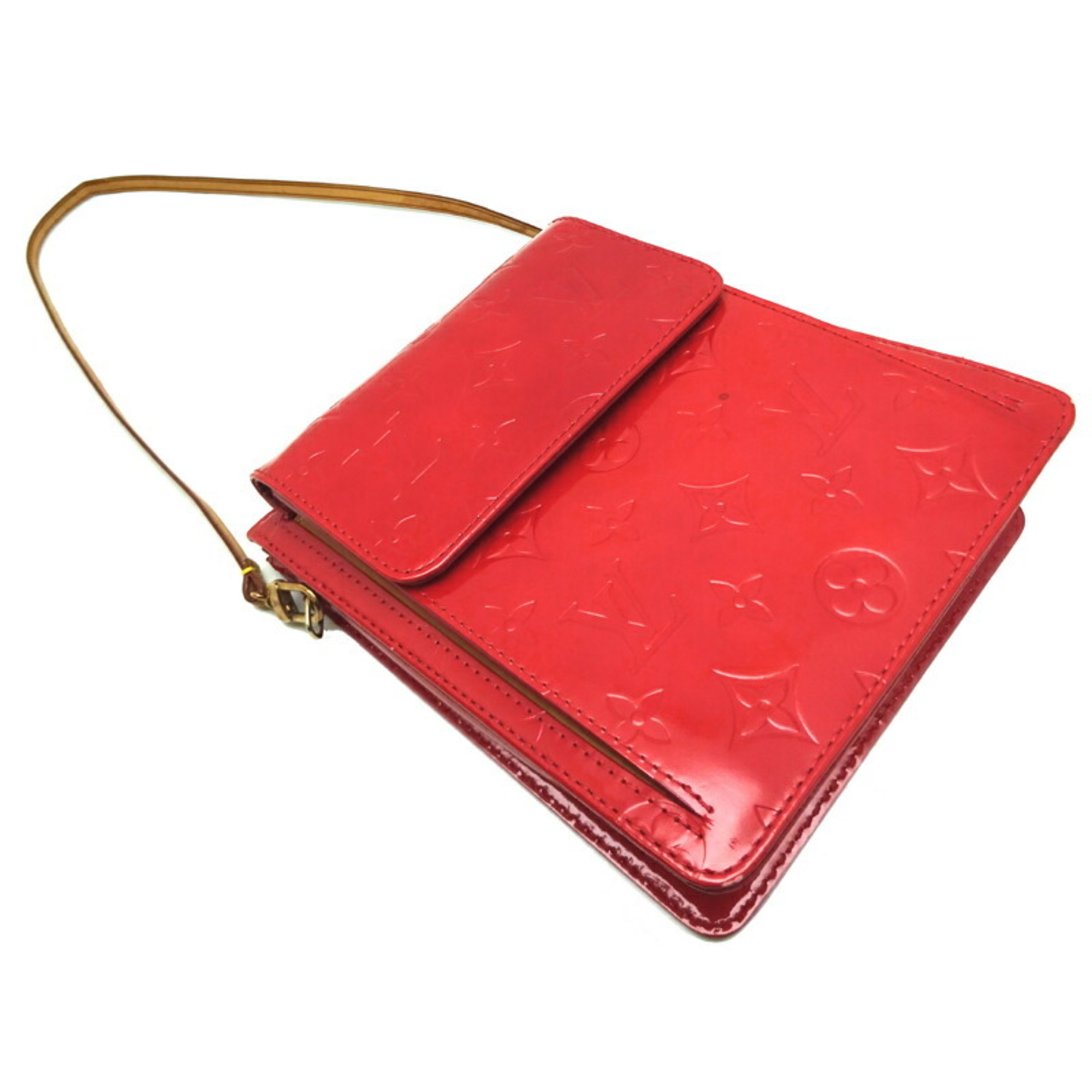 Louis Vuitton Mott *There is a crack on the strap Women's shoulder bag M91137() Vernis Rouge (Red)