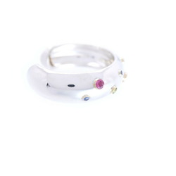 Tiffany dots bangle silver 925/K18YG/color stone 750