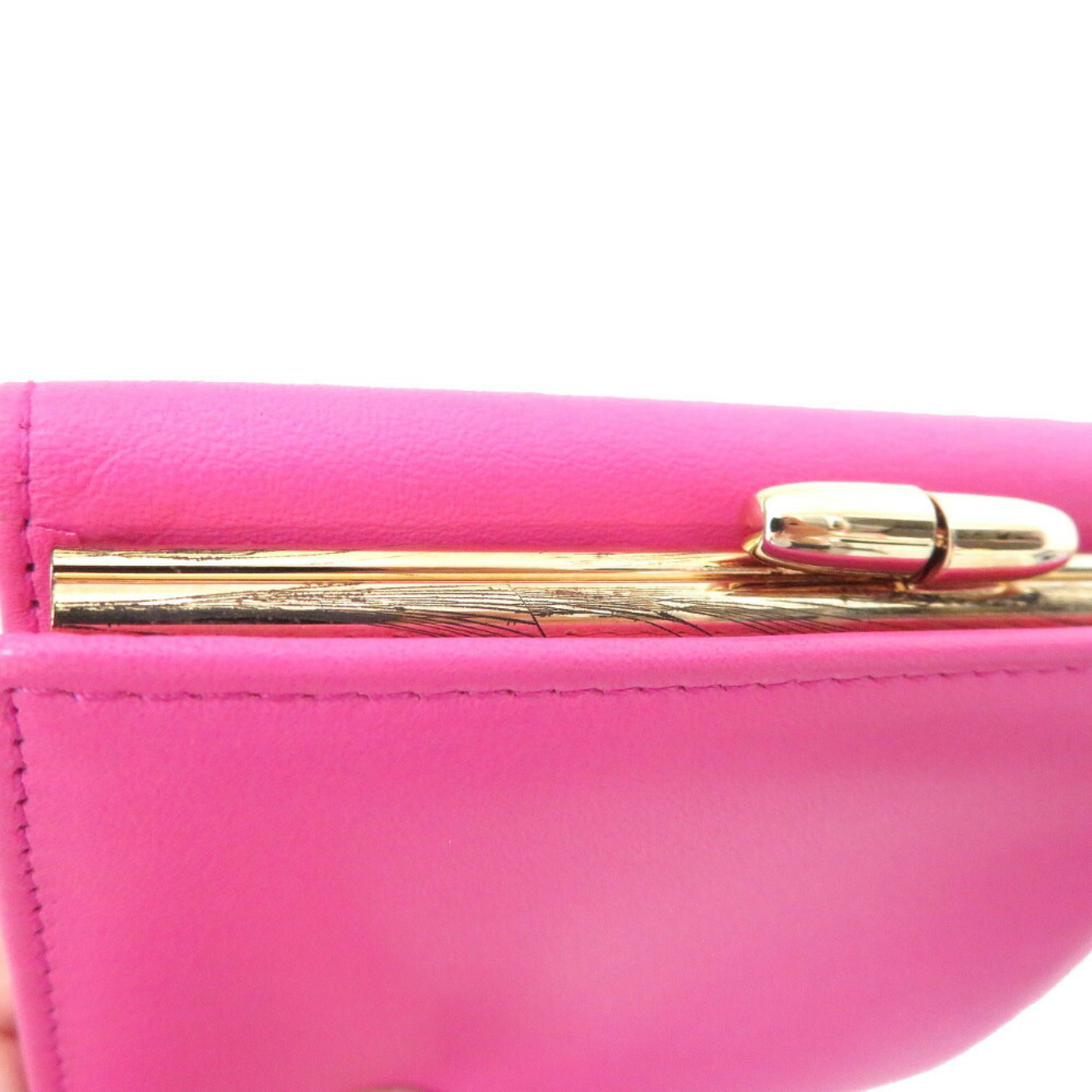 Christian Dior Leather Pink W Wallet