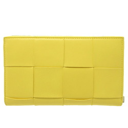 Bottega Veneta Maxi Intrecciato Leather Yellow Round Long Wallet