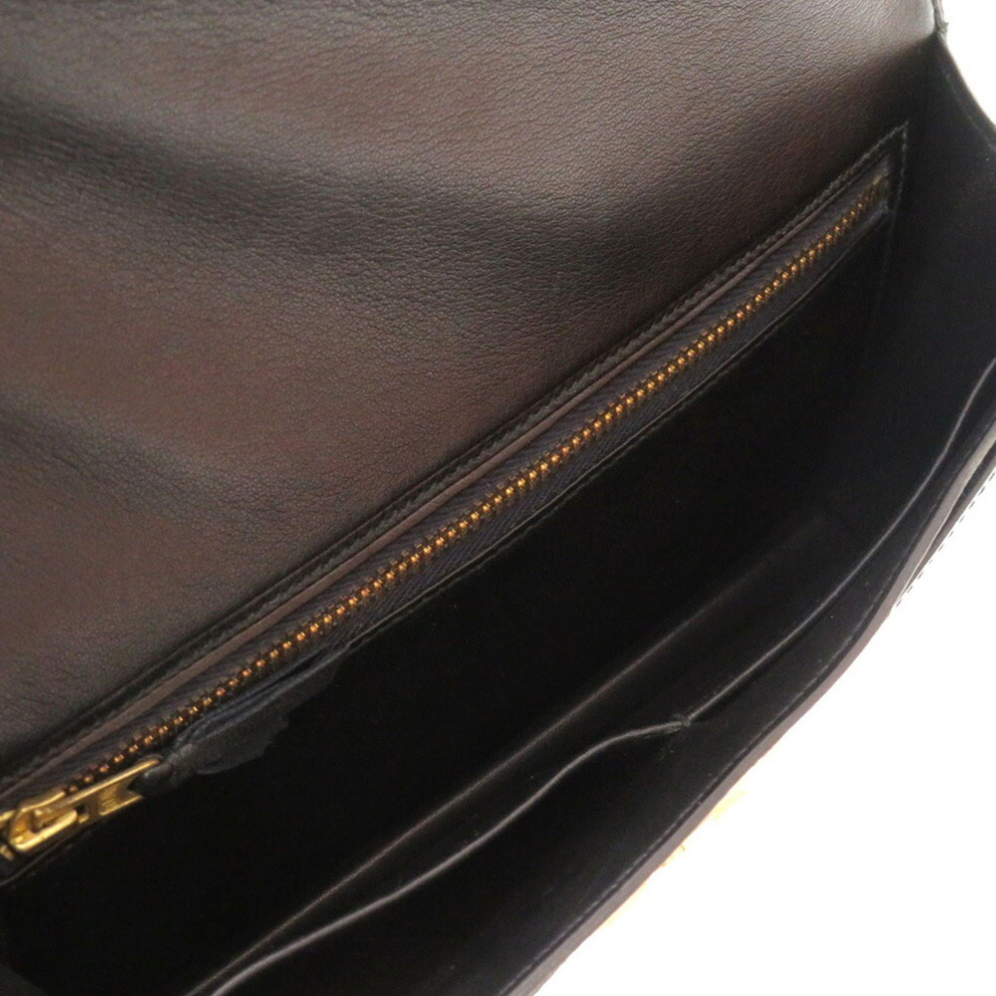 Hermes Etri Belt Box Calf Black 〇Q Engraved Clutch Bag