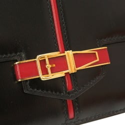 Hermes Etri Belt Box Calf Black 〇Q Engraved Clutch Bag